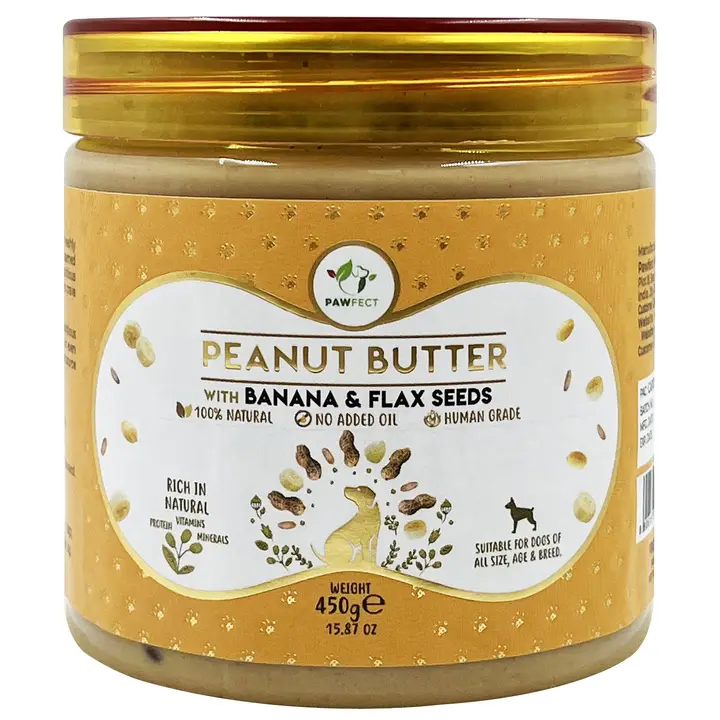 Pawfect JORDNÖTSSMÖR med banan & linfrön 450 gr.