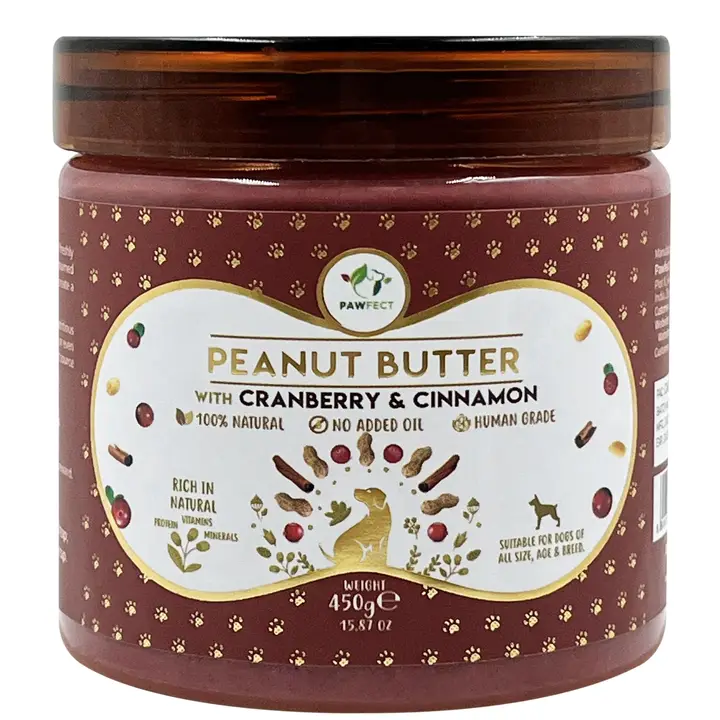 Pawfect JORDNÖTSSMÖR med tranbär & kanel 450 gr.