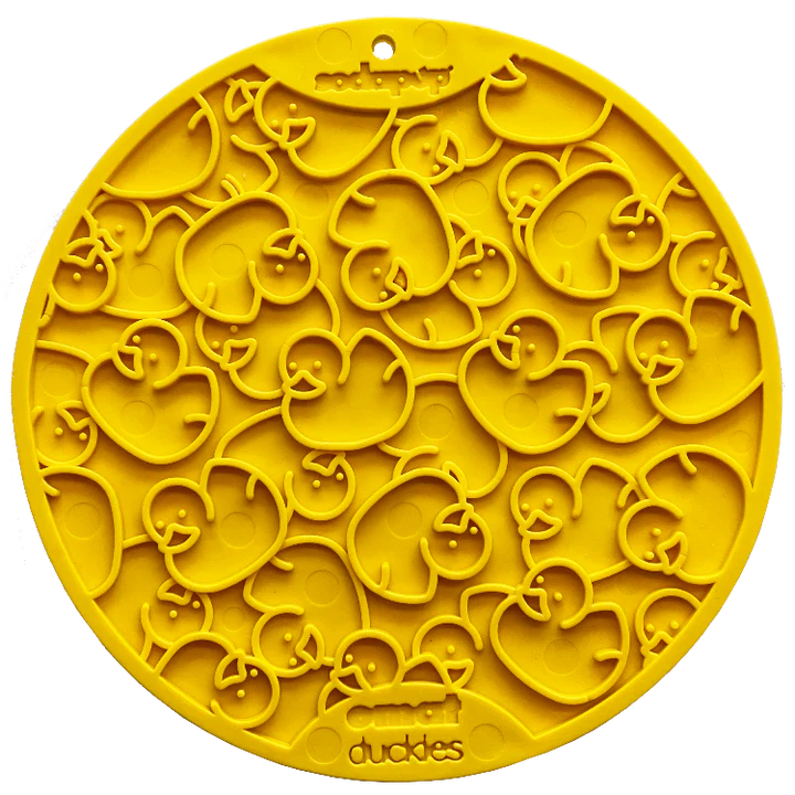 SodaPup Lick Mat rund med sugpropp Yellow Duckies