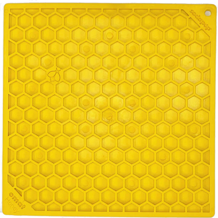 SodaPup Lick Mat Large Honeycomb Yellow