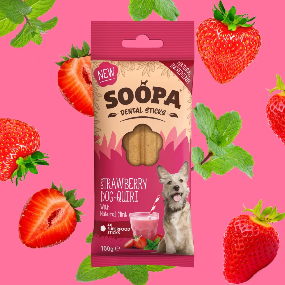 SOOPA Strawberry Dog-Quiri  Dental Sticks -Veganska