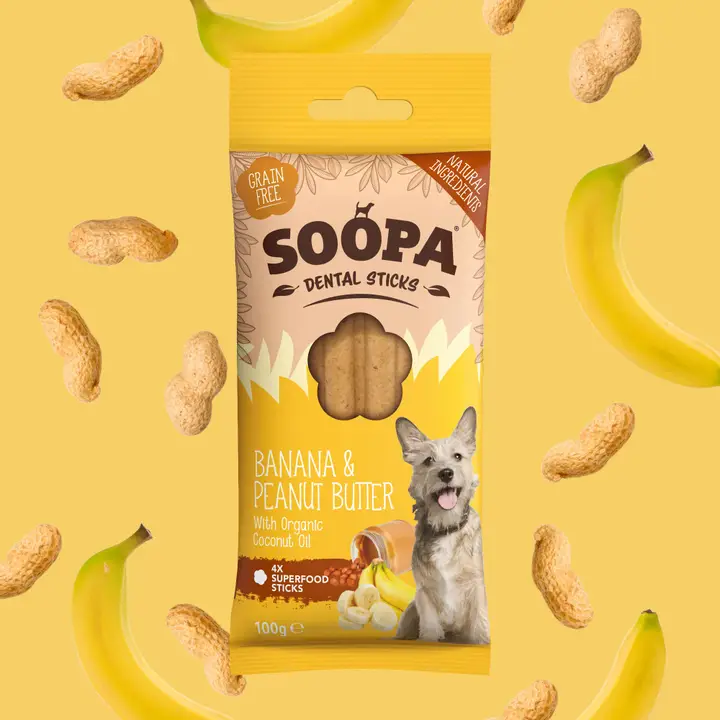 SOOPA Banana & Peanut Butter Dental Sticks -Veganska