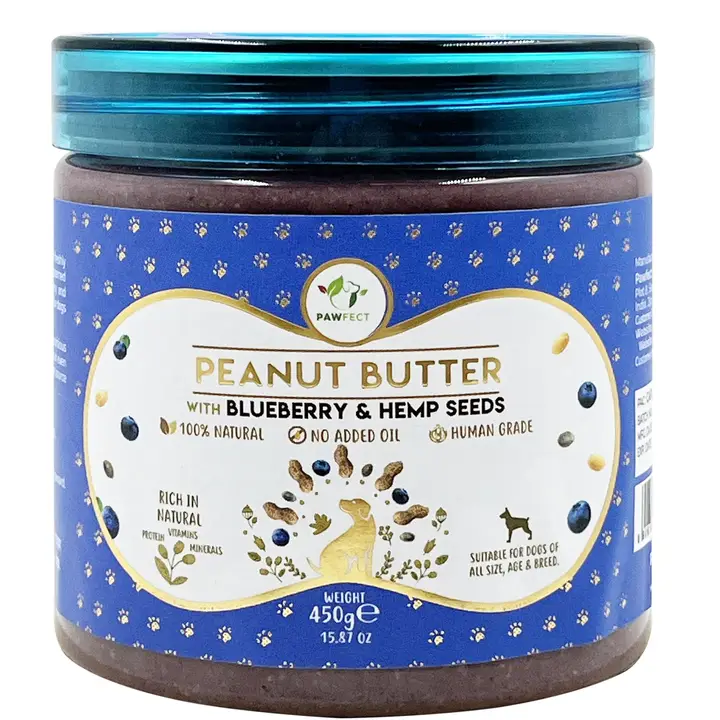 Pawfect JORDNÖTSSMÖR med blåbär & hampfrön 450 gr.