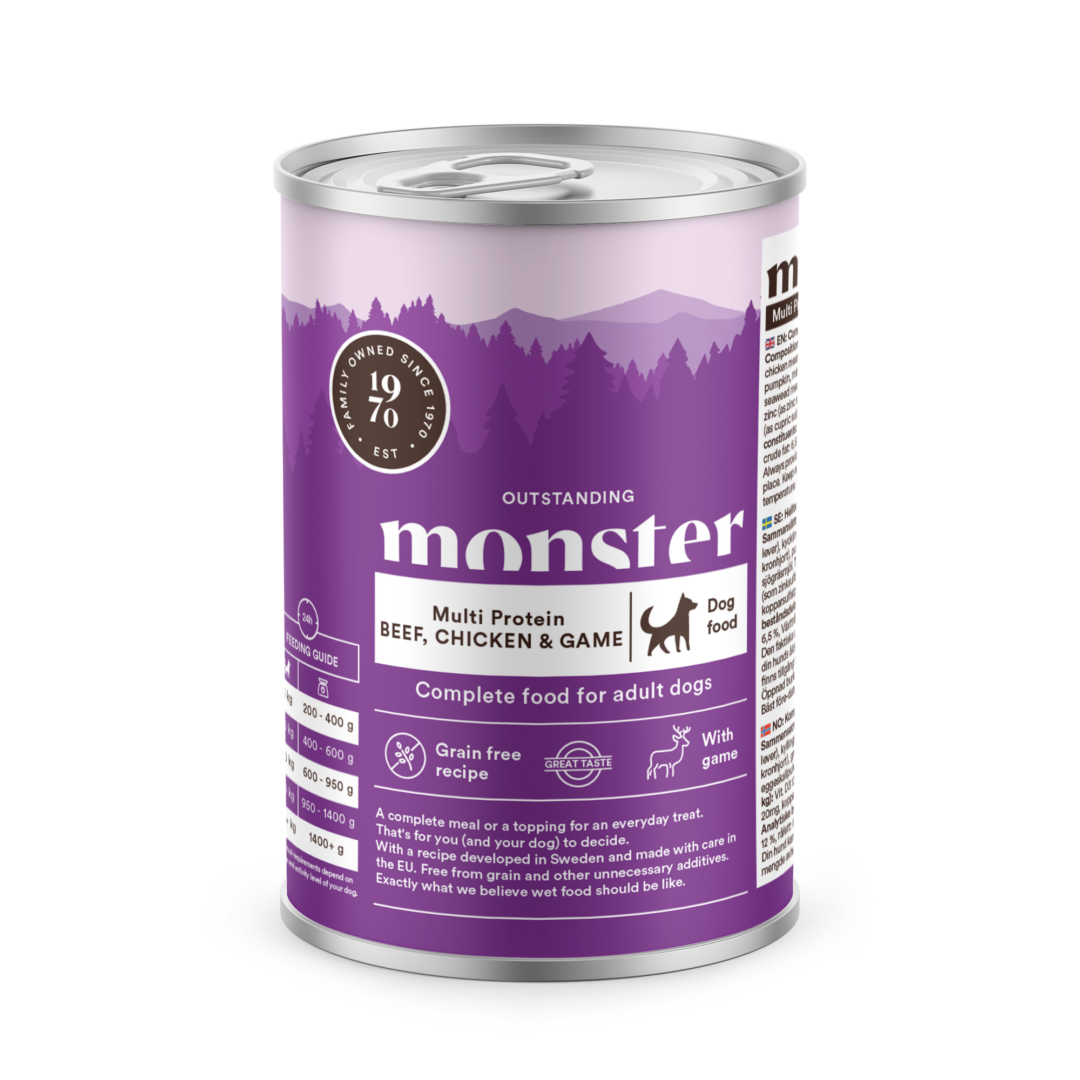 Monster Dog Multi Protein Beef, Chicken & Hjort 400g